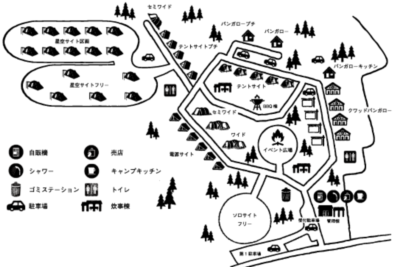 キャンプ場のマップ